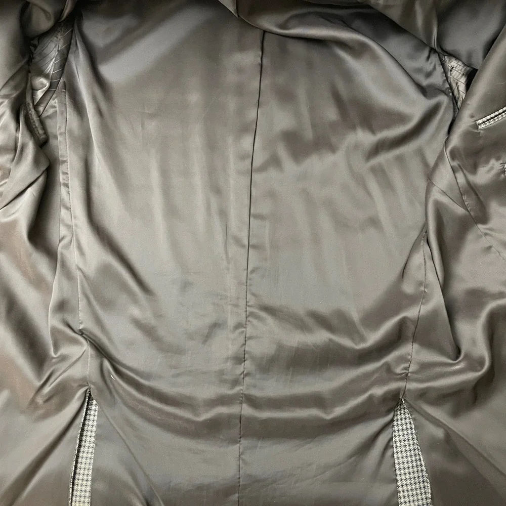 Jos A Bank Travelers Collection Wool Sport Coat 42L Grey Houndstooth‎ Blazer